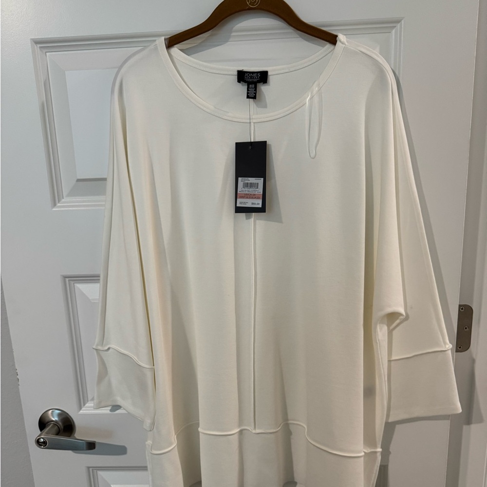 Jones New York Cream Long Sleeve Top 2X